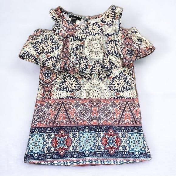 IZ BYER GIRLS OPEN SHOULDER RUFFLE TOP - Picture 1 of 4